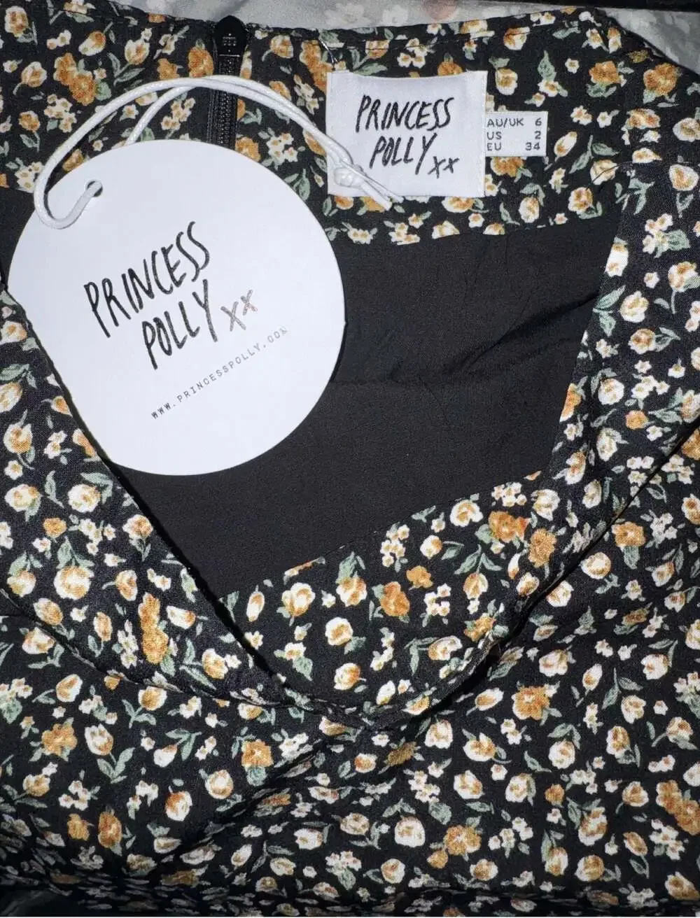 Princess Polly Black Floral Mini Skirt Size US 2